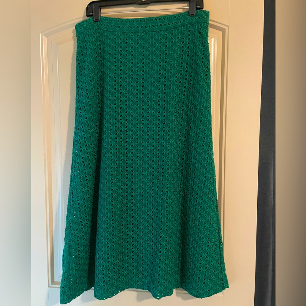 Ann Taylor Emerald Green Eyelet Skirt